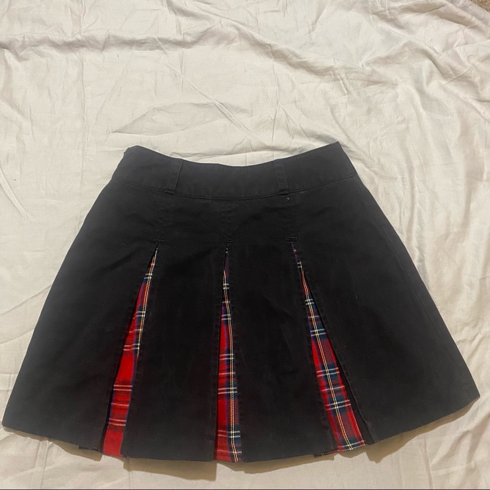 Alternative Pleated Black Jean Skirt